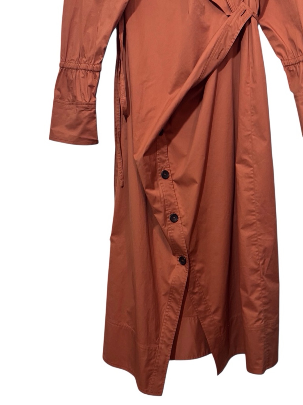 A.L.C. Size 6 Rust Orange Calvin Wrap Midi Dress Modest Contemporary Long Sleeve - Picture 4 of 10